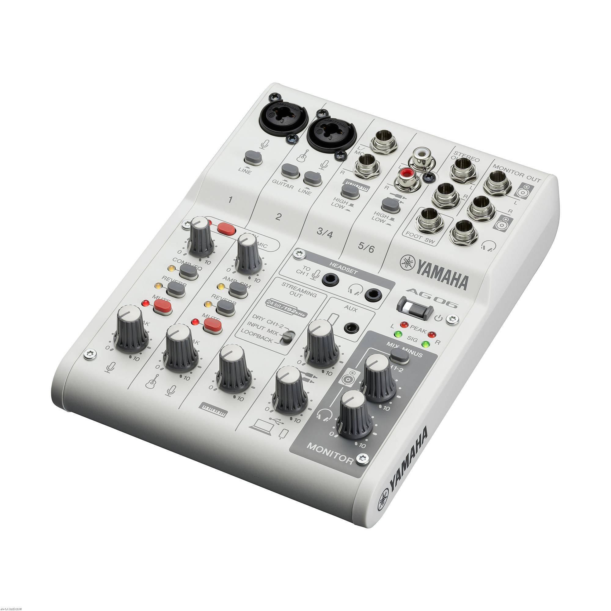 Yamaha AG06MK2 Live Streaming Mixer (White)
