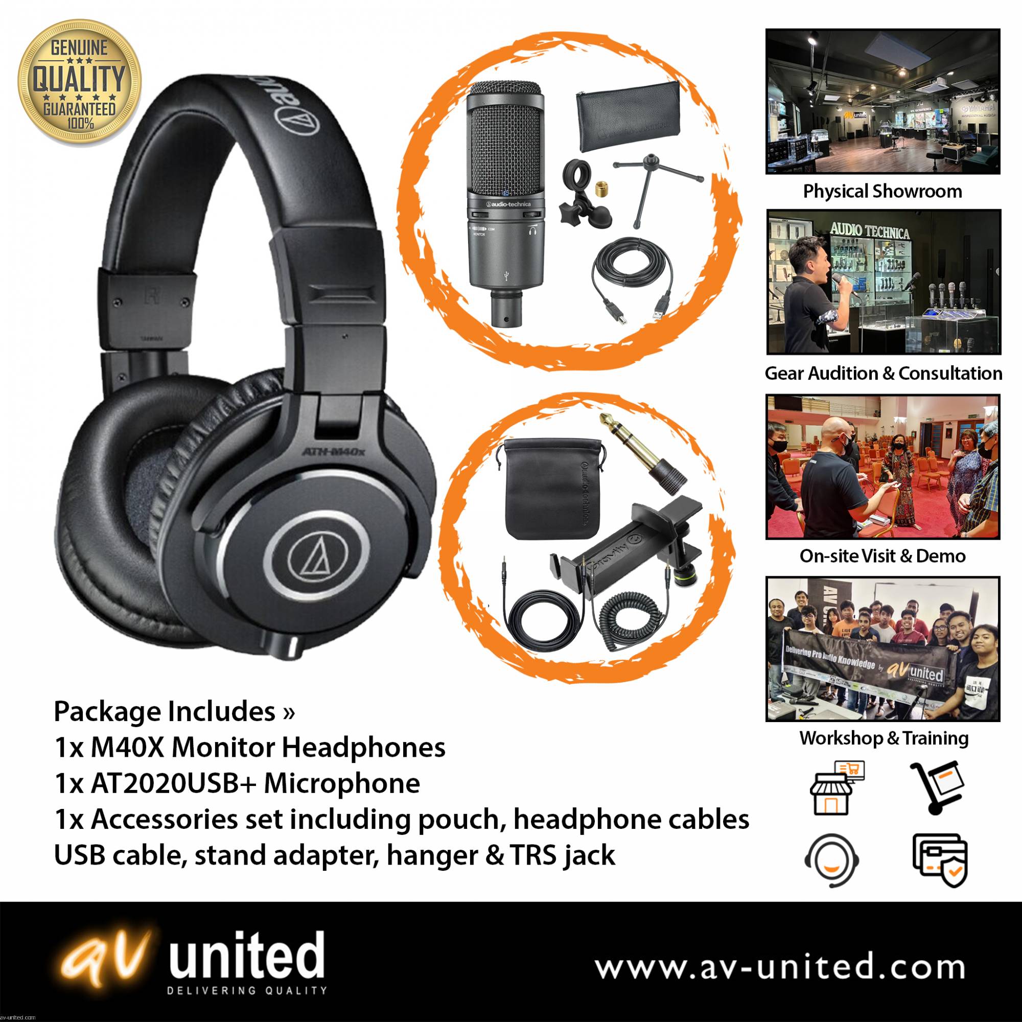 LIMITED STOCK OFFER!) Audio Technica ATH-M40X + AT2020USB+