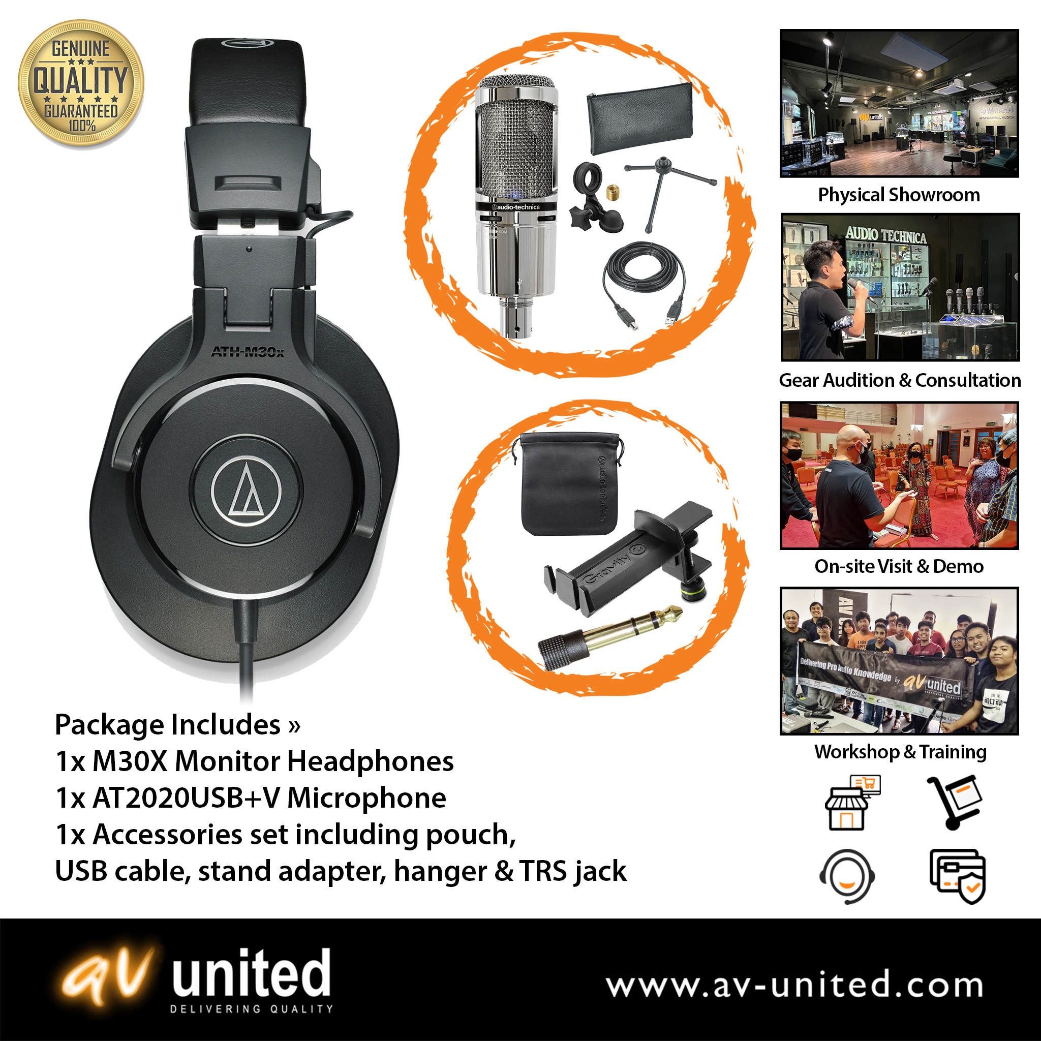 Audio Technica ATH-M30X + AT2020USB+ Microphone Streamer/Creator's